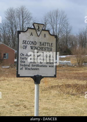 Deuxième bataille de Winchester Le 14 juin 1863, Jubal A. Early est déplacé vers l'ouest de ce point d'attaquer les fortifications fédérale à l'ouest de Winchester. Ministère de la conservation et des Ressources historiques 1988 Banque D'Images