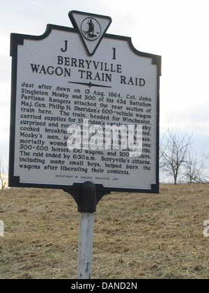 BERRYVILLE RAID WAGON TRAIN juste après l'aube du 13 août 1864, le Colonel John Singleton Mosby et 300 de son 43è Bataillon Partisan Ra Banque D'Images