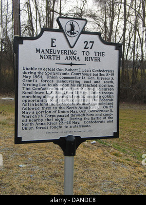 Manoeuvres POUR LA RIVIÈRE NORTH ANNA incapable de battre le général Robert E. Lee's Confédérés pendant la Spotsylvania Courthouse battl Banque D'Images