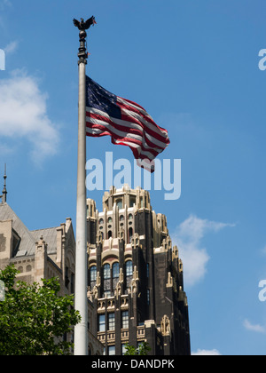 Drapeau américain, Manhattan, New York, USA Banque D'Images