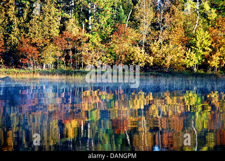 Couleurs d'automne en réfléchissant sur un lac calme. Banque D'Images