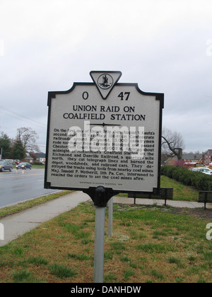 RAID bassin minier de l'UNION SUR LA STATION le premier jour d'Union Brig. Le général Août C. Kautz's second raid (12-17 mai 1864) sur Confeder Banque D'Images