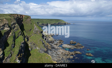 Vue depuis la bouche de l'enfer, Cornwall Banque D'Images