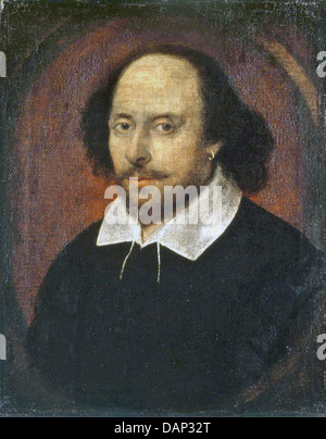 WILLIAM SHAKESPEARE (1564-1616) le portrait Chandos communément tenue pour être de la Shakespeare entre 1600 et 1610 Banque D'Images