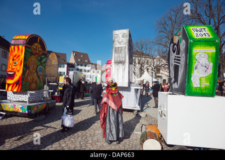 L'Europe, suisse, Bâle, Fasnact lanterne affiche carnaval du printemps Banque D'Images