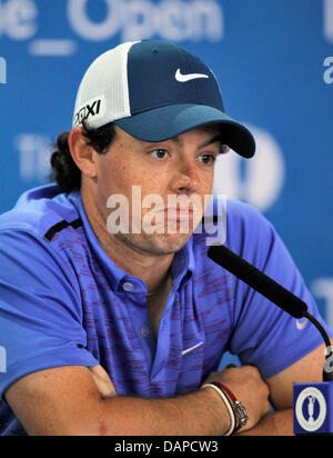 Conférence de presse de RORY MCILROY MUIRFIELD EAST LOTHIAN ECOSSE 17 Juillet 2013 Banque D'Images