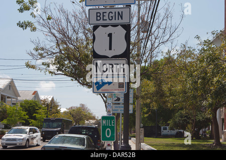 Point de départ de la route 1 Banque D'Images