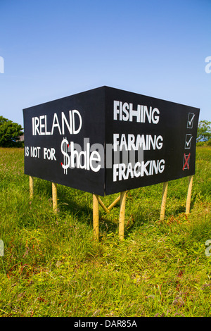 L'Irlande n'est pas pour la pêche et l'agriculture - schiste approuvé mais aucun signe de fracturation dans le champ vert en Irlande Banque D'Images