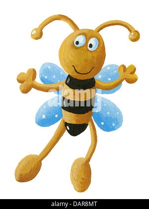 Illustration acrylique de cute happy bee Banque D'Images