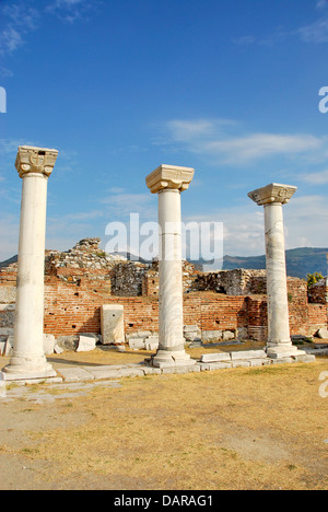Ruines de la 6ème siècle Basilique de Saint John l'Apôtre à Ayasoluk Hill à Selcuk, Izmir, Turquie Province Banque D'Images
