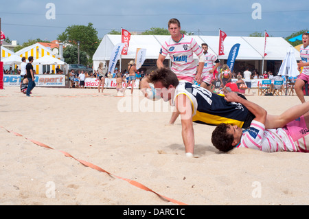 Figueira Beach Rugby International. Le plus grand tournoi européen de Beach Rugby de l'histoire. 32 équipes (24 hommes et 8 femmes). Banque D'Images