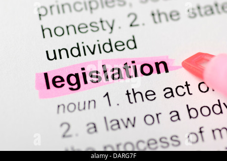 Projet de loi mis en évidence dans le dictionnaire Banque D'Images