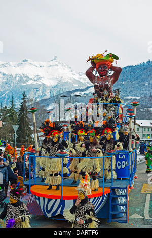 L'Europe, Suisse, Valais, Monthey, Fasnact char de carnaval de printemps Banque D'Images