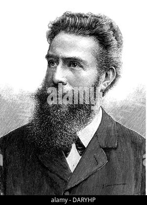 Roentgen, Wilhelm Conrad, 27.3.1845 - 10.2.1923, scientifique allemand (physicien), portrait, gravure sur bois, XIXe siècle, Banque D'Images