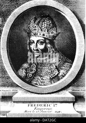 Frederick Barbarossa 'je', circa 1123 - 10.6.1190, Saint Empereur romain 18.6.1155 - 10.6.1190, portrait, gravure sur cuivre par Basan après Gemälde Peter par Soutermann, 17e siècle, l'artiste n'a pas d'auteur pour être effacé Banque D'Images