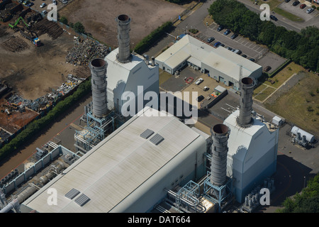 Photographie aérienne de Peterborough powerstation cheminées. Banque D'Images