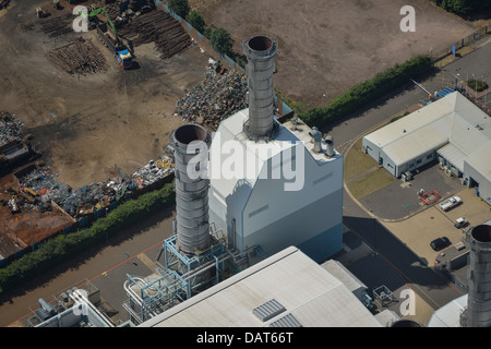 Photographie aérienne de Peterborough powerstation cheminée. Banque D'Images