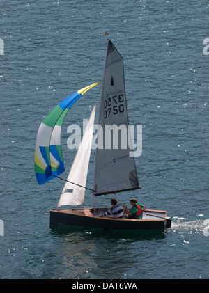 Petit voilier avec skipper, Devon, UK 2013 Banque D'Images