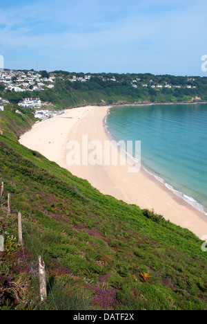 La plage isolée à Carbis Bay près de St.Ives à Cornwall, UK Banque D'Images