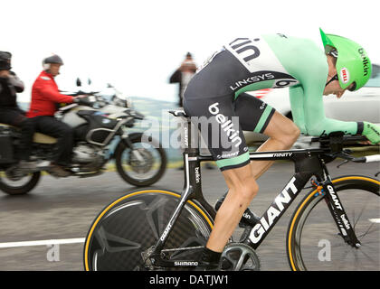 Chorges, France. 17 juillet, 2013. BAUKE MOLLEMA colporte au cours de la 17e étape de la 100e édition du Tour de France à vélo, course individuelle contre la montre de 32km d'Embrun à Chorges. Credit : Beth Schneider/Beth Schneider /ZUMAPRESS.com/Alamy Live News Banque D'Images