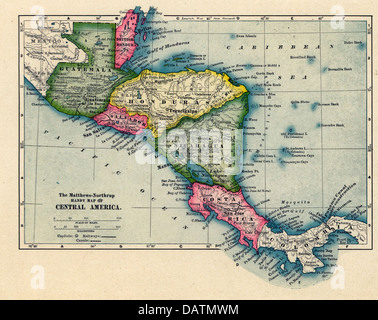 La carte de l'Amérique centrale, 1902 Banque D'Images