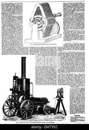 Werner von Siemens, 13.3.1816 - 06.12.1892, homme d'affaires allemand et de l'inventeur du moteur, dynamoelectric par Siemens et Halste, 1866, Banque D'Images