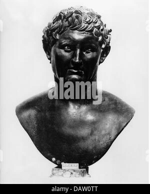 Seleucus I, vers 356 BC - 281 BC, roi de l'empire des Seleucids depuis 305 BC, portrait, buste, réplique romaine d'un herma grec vers 300 BC, bronze, nat. Museum Napoli, Banque D'Images