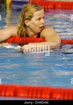 La nageuse allemande Britta Steffen photographié après le 50m nage libre demi-finale de la 12e Championnats du Monde FINA à Melbourne, Australie, le samedi, 31 mars 2007. Photo : Bernd Thissen Banque D'Images