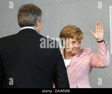 La chancelière allemande Angela Merkel reçoit le Premier ministre britannique Tony Blair à la chancellerie à Berlin, 03 juin 2007. Merkel et Blair se sont réunis à l'approche de la prochain sommet du G8. Photo : Wolfgang Kumm Banque D'Images