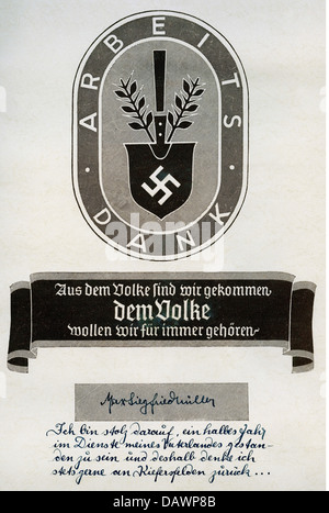 National-socialisme / nazisme, organisations, Reichsarbeitsdienst (Reich Labor Service), album photo, Arbeitsdienst - Ehrendienst (Labor Service - Honor Service), district haute-Bavière, 1936, page 1, droits additionnels-Clearences-non disponible Banque D'Images