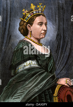 Reine d'Angleterre Victoria I, 1870. À la main, gravure sur bois Banque D'Images