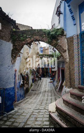 Petite rue à Chefchaouen Banque D'Images