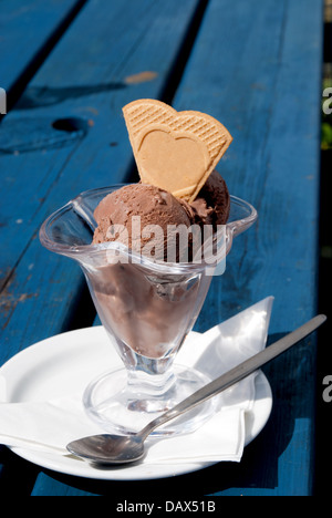 Bol de crème glacée au chocolat cookie dans Port Isaac à Cornwall Banque D'Images