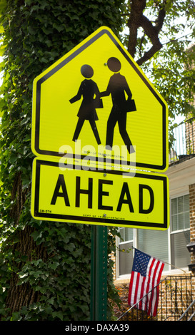 Panneau de passage à niveau de l'école à Brooklyn NY Banque D'Images