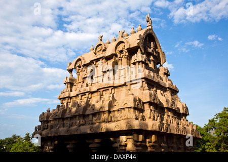 Pancha antique temple de Mahabalipuram Rathas, district de Kanchipuram, au Tamil Nadu, Inde Banque D'Images