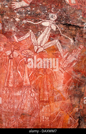 Art rupestre aborigène à Nourlangie, le Kakadu National Park, Territoire du Nord, Australie Banque D'Images