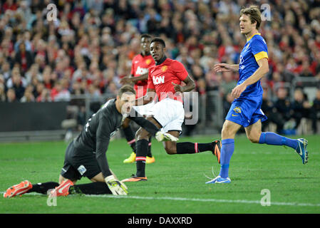 Sydney, Australie. 20 juillet, 2013. Danny Welbeck Uniteds scores deuxième but au cours de la pré saison d' match entre la A-League All Stars et Manchester United à l'ANZ Stadium, Sydney. Credit : Action Plus Sport/Alamy Live News Banque D'Images