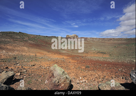 Vue du mont Guanapay et Castillo de Santa Bárbara, Lanzarote, îles Canaries, Espagne Banque D'Images
