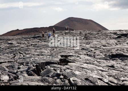 La pierre de lave, Sullivan Bay, l'île de Santiago, îles Galapagos, Equateur Banque D'Images