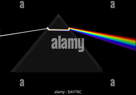 Prism se disperse dans le faisceau lumineux de couleurs arc-en-ciel. Fond noir. Couleurs arc-en-ciel. Banque D'Images