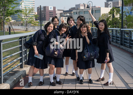 Les filles de l'École japonaise, Shinko, Yokohama Banque D'Images