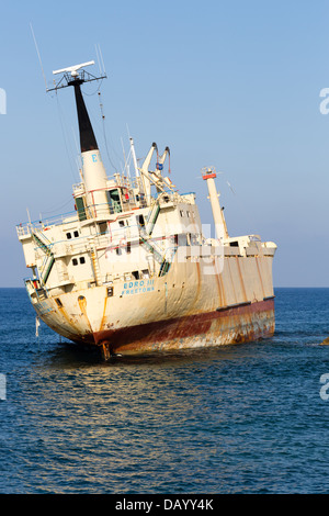 L'épave de l'III Edro, grottes marines, Paphos Banque D'Images