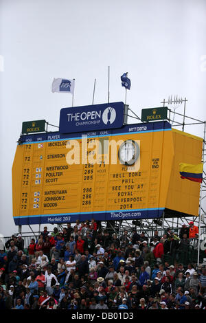 Gullane, East Lothian, en Ecosse. 21E , 2013. Vue générale Golf : vue générale du tableau de bord de la 18e trou après la finale du 142e British Open Championship à Muirfield en Bouaye, East Lothian, Ecosse . Credit : Koji Aoki/AFLO SPORT/Alamy Live News Banque D'Images