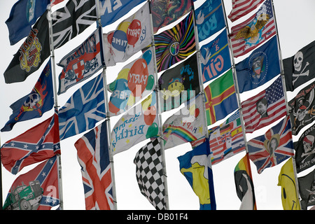 Assortiment de drapeaux qui flottent sur un salon Banque D'Images