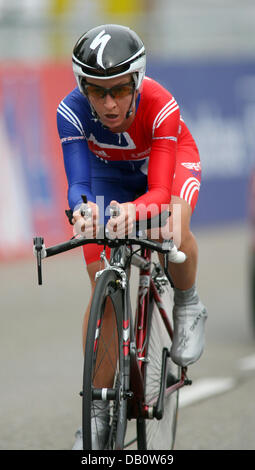 Emma Pooley d'Angleterre représentée au cours de l'épreuve individuelle des femmes à la piste Championnats du monde de cyclisme sur route à Stuttgart, Allemagne, 26 septembre 2007. Thorburn a terminé 4e. Les championnats auront lieu du 26 au 30 septembre 2007. Photo : Patrick Seeger Banque D'Images