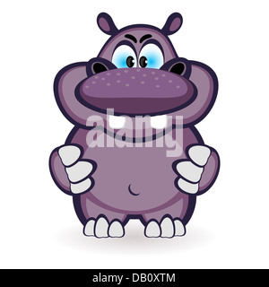 Funny cartoon hippo. Illustration sur fond blanc. Banque D'Images