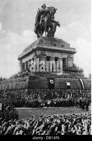 Nazisme / National socialisme, événement, manifestation du Front du travail allemand (Deutsche Arbeitsfront, DAF), (, DAF), Deutsches Eck, Koblenz, 1933, droits additionnels-Clearences-non disponible Banque D'Images