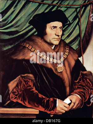 SIR THOMAS MORE (1478-1535) Anglais humaniste Renaissance peint par Hans Holbein le Jeune en 1527 Banque D'Images