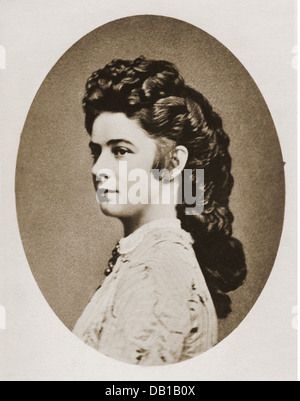 Elisabeth Amalie 'Sisi', 25.12.1837 - 9.9.1898, impératrice d'Autriche 24.4.1854 - 9.9.1898, portrait, après photo de Ludwig Angerer, Vienne, 1864, Maison de Wittelsbach, princesse en Bavière, archiduchesse, Reine de Hongrie, Dual-Monarcat, Autriche-Hongrie, Habsbourg Lorraine, Habsbourg-Lorraine, femme du XIXe siècle, Lorraine, Lorraine, femme Banque D'Images