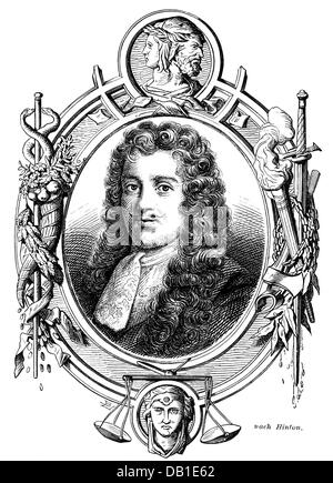 Savile, George, 1ère marquis de Halifax, 11.11.1633 - 5.4.1695, politicien et auteur anglais / écrivain, portrait, gravure de bois, XIXe siècle, Banque D'Images